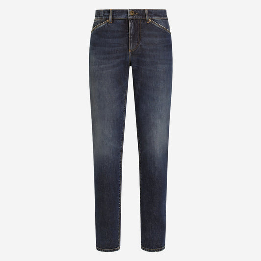 Dolce & Gabbana Gold Plate Stretch Skinny Fit Jeans