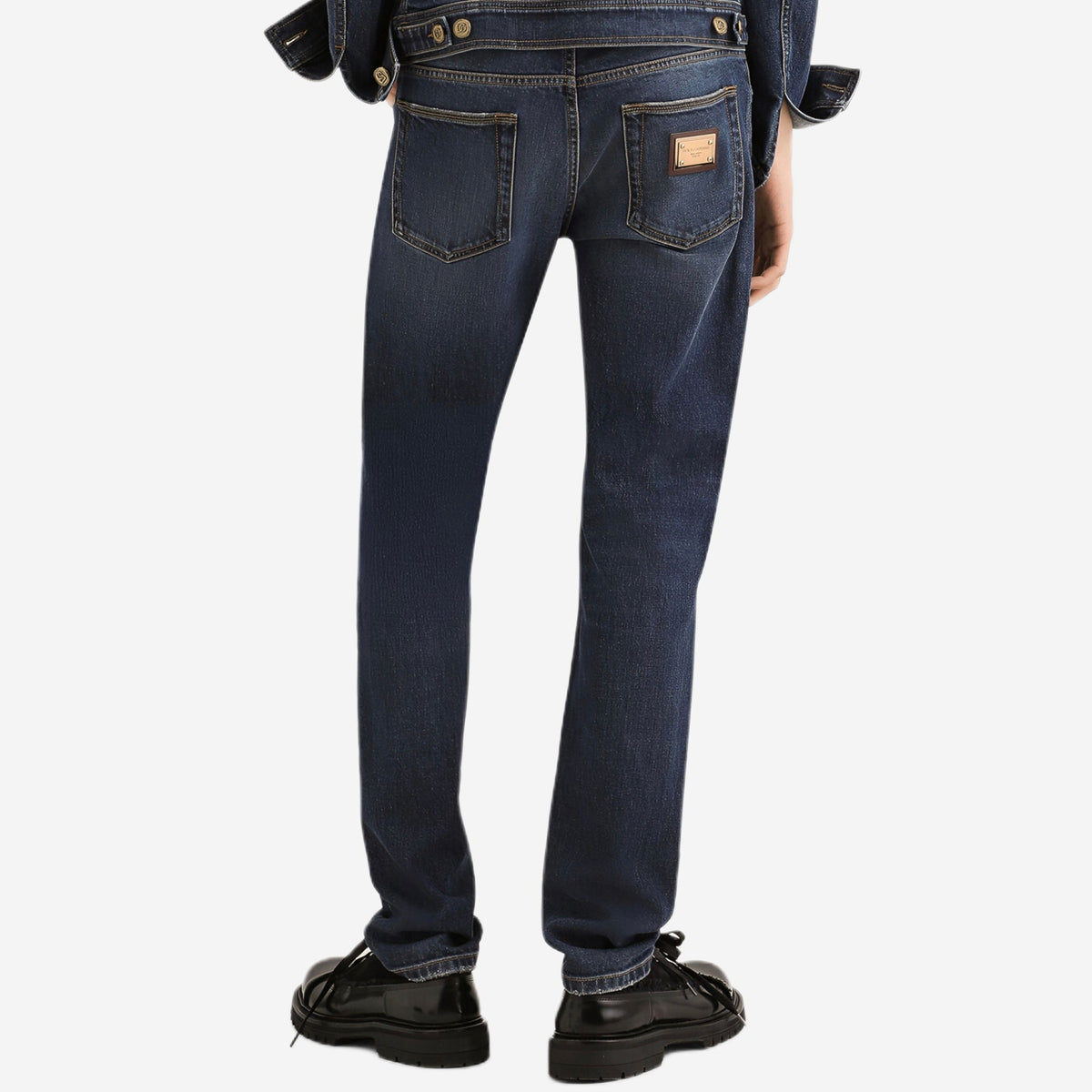Dolce & Gabbana Gold Plate Stretch Skinny Fit Jeans