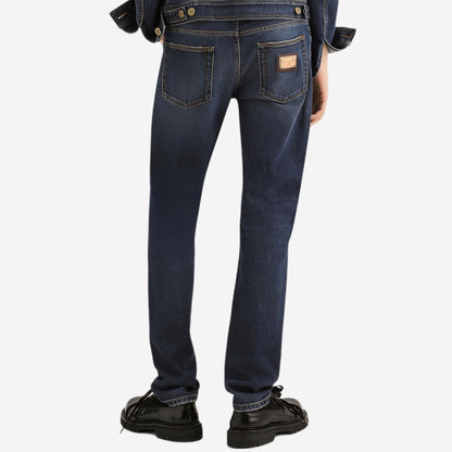 Dolce & Gabbana Gold Plate Stretch Skinny Fit Jeans