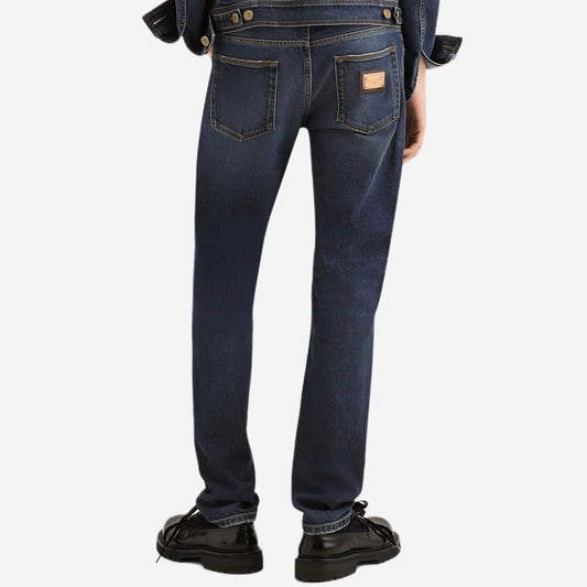 Dolce & Gabbana Gold Plate Stretch Skinny Fit Jeans