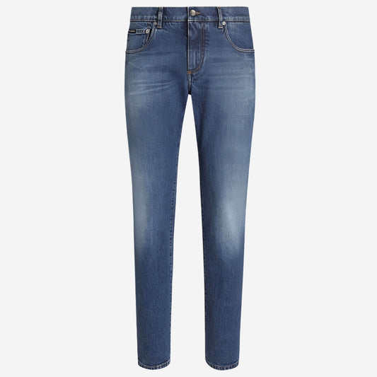 Dolce & Gabbana Stitched Logo Stretched Slim Fit Jeans
