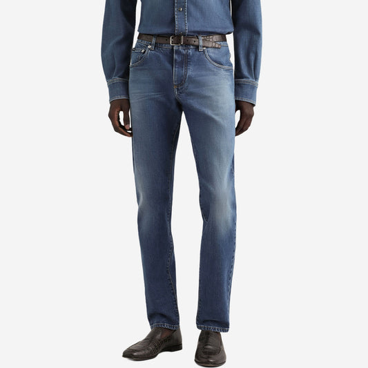 Dolce & Gabbana Stitched Logo Stretched Slim Fit Jeans