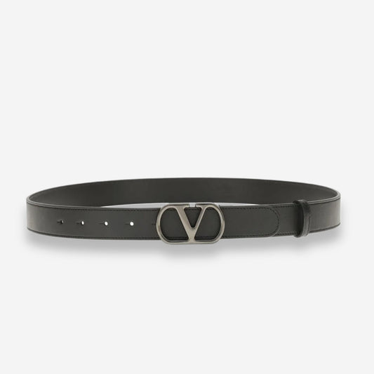 Valentino Garavani Vlogo Signature Ruthenium Logo Belt