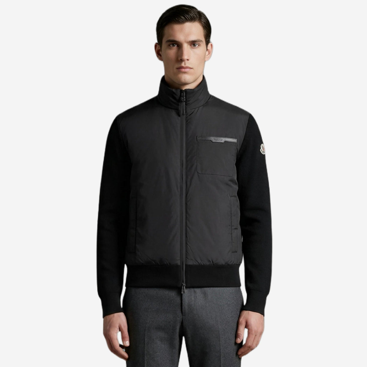 Moncler Quilted Front Zip Up Knitwear