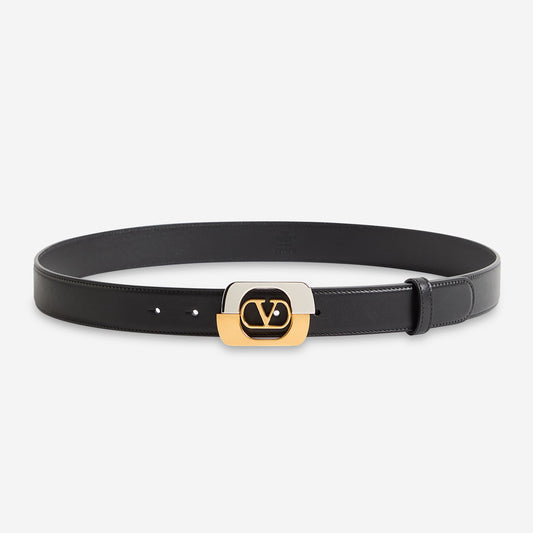 Valentino Garavani Two-Tone VLogo Buckle Belt