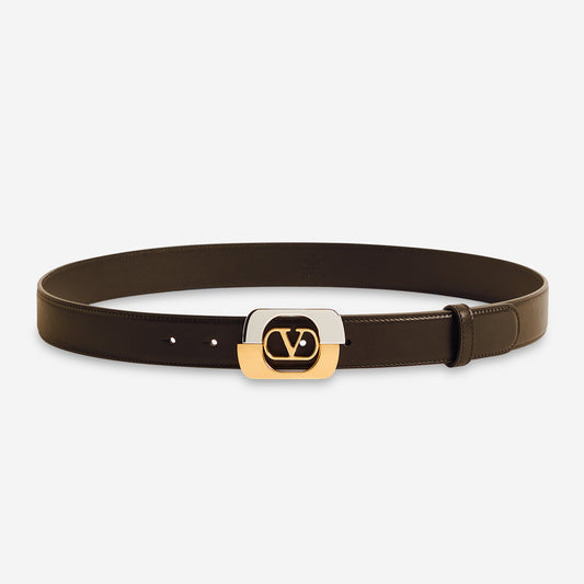 Valentino Garavani Two-Tone VLogo Buckle Belt