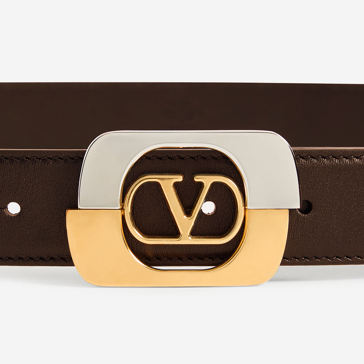 Valentino Garavani Two-Tone VLogo Buckle Belt