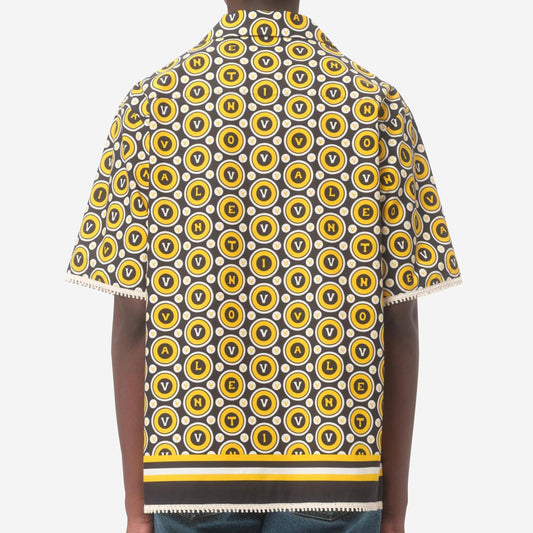 Valentino Garavani Bulles Royales Print Cotton Poplin Bowling Shirt
