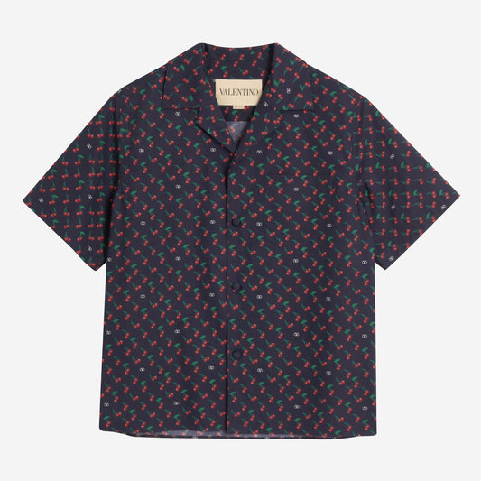 Valentino Garavani Cotton Poplin Cherryfic Print Bowling Shirt