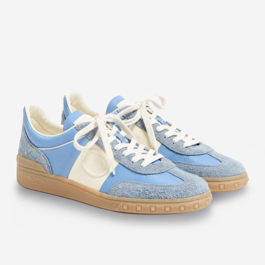 Valentino Garavani Upvillage Low Top Crust Leather And Nylon Sneakers