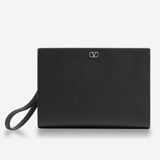 Valentino Garavani Vlogo Signature Grainy Calfskin Pouch