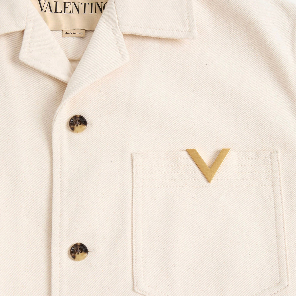 Valentino Garavani VGold Denim Bowling Shirt