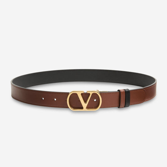 Valentino Garavani Vlogo Signature Reversible Shiny Calfskin Belt