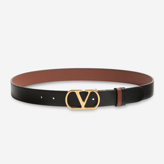 Valentino Garavani Vlogo Signature Reversible Shiny Calfskin Belt