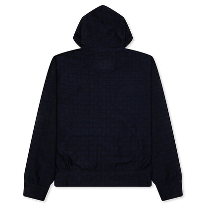 Zipped Hoodie In Monogram 72 Jacquard - Black/Navy