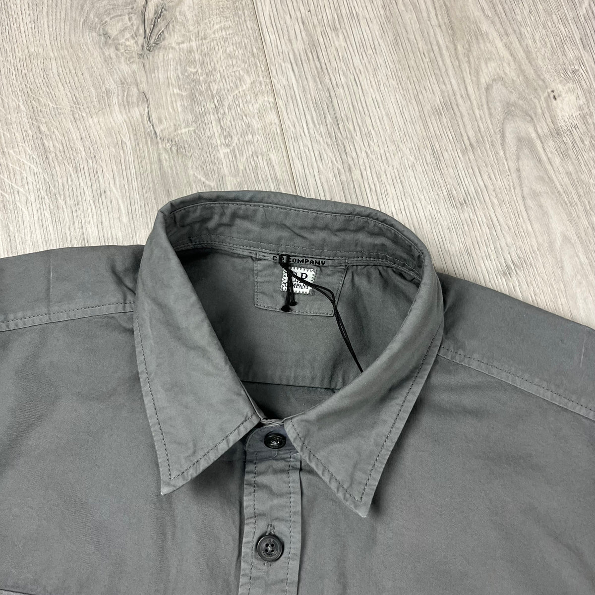 CP Company Button Overshirt - Smoked Pearl Castmark