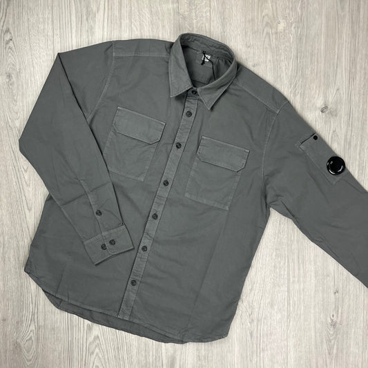CP Company Button Overshirt - Smoked Pearl Castmark