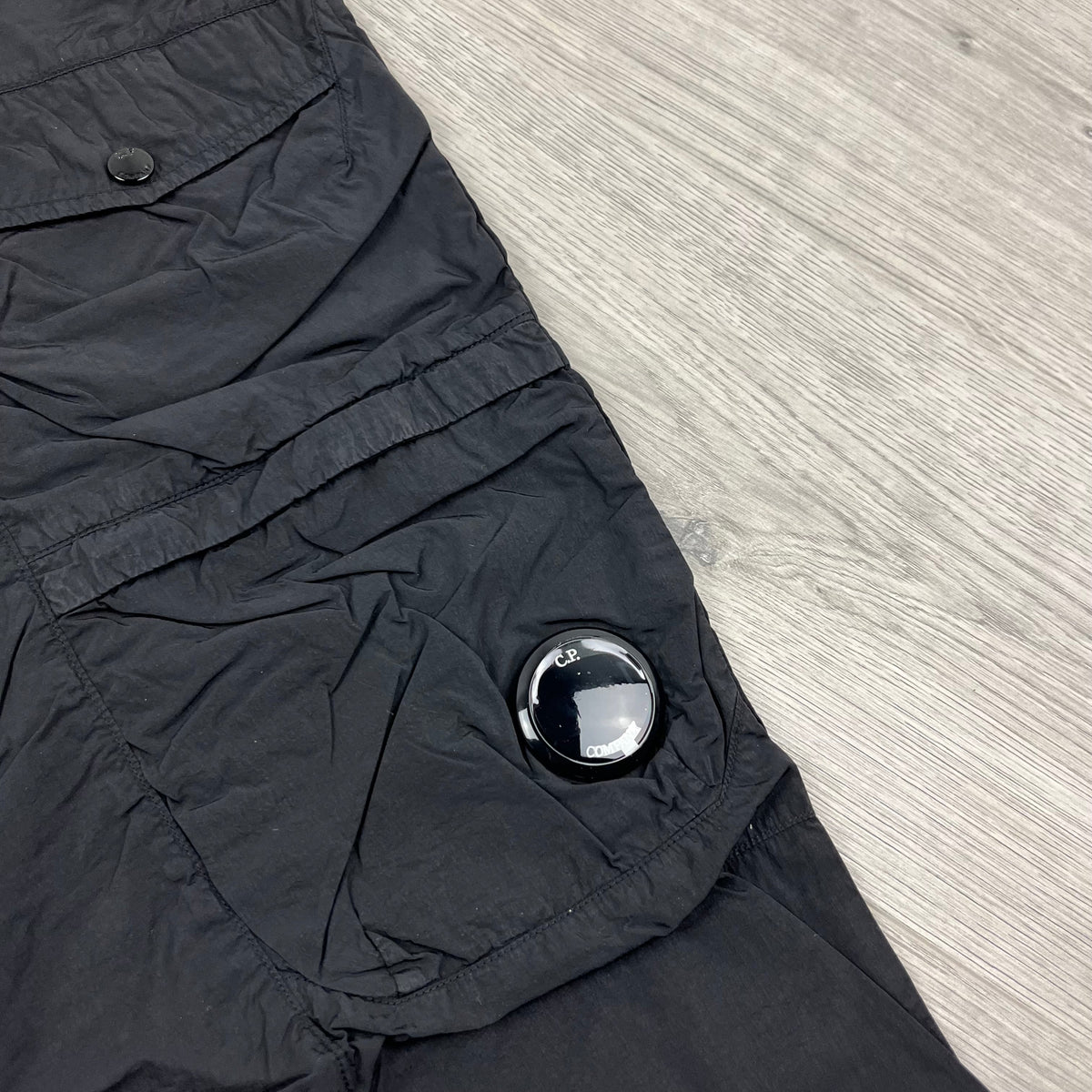 CP Company Chrome Cargo Trousers - Black Castmark
