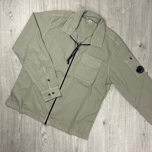 CP Company Zip Overshirt - Vintage Khaki Castmark