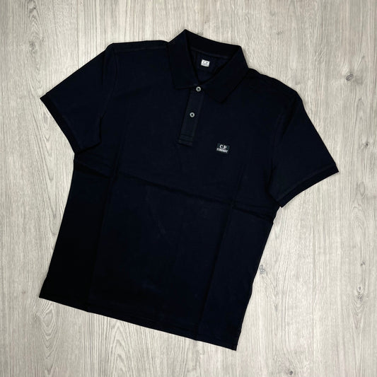 CP Company Piquet Polo Shirt - Black Castmark