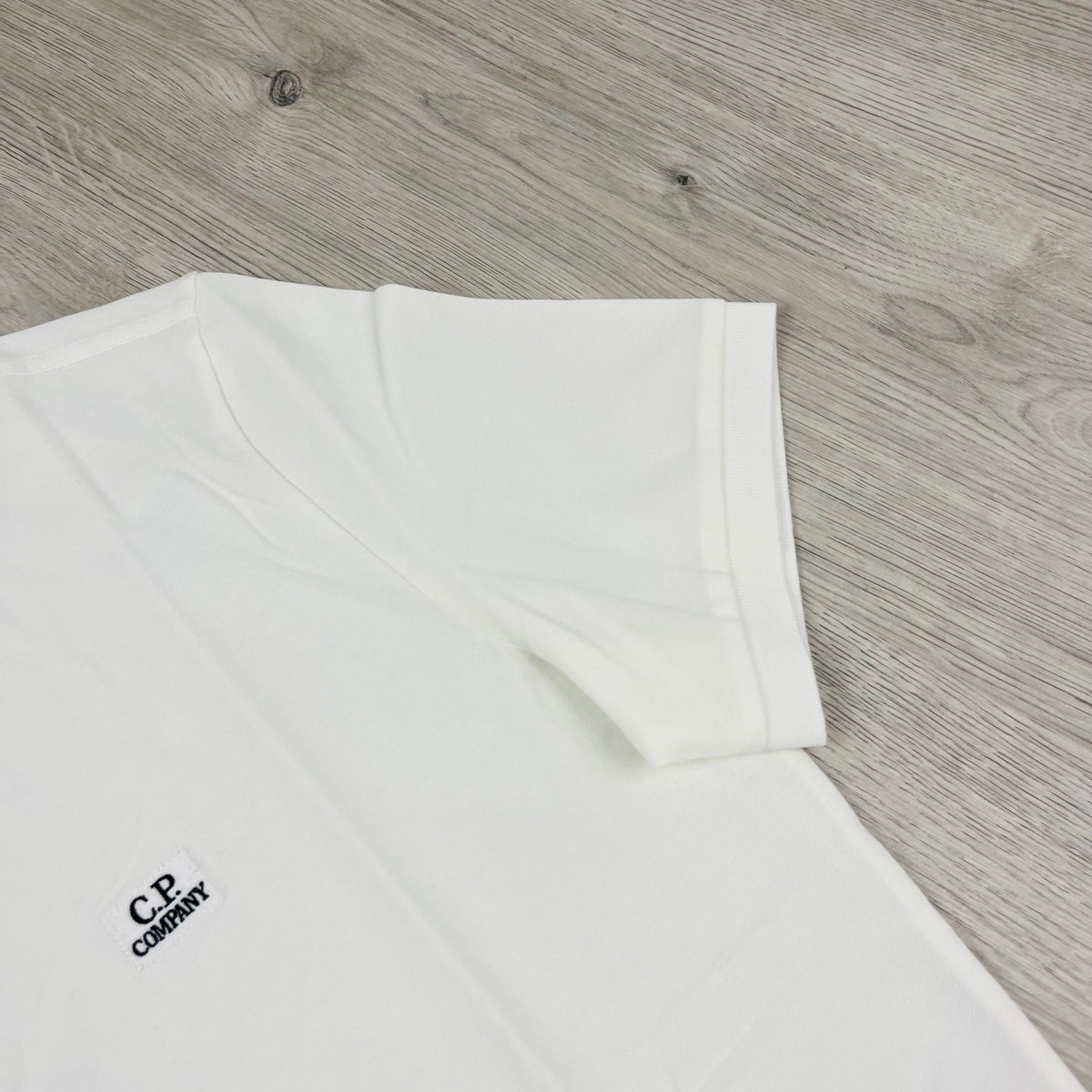 CP Company Piquet Polo Shirt - White Castmark