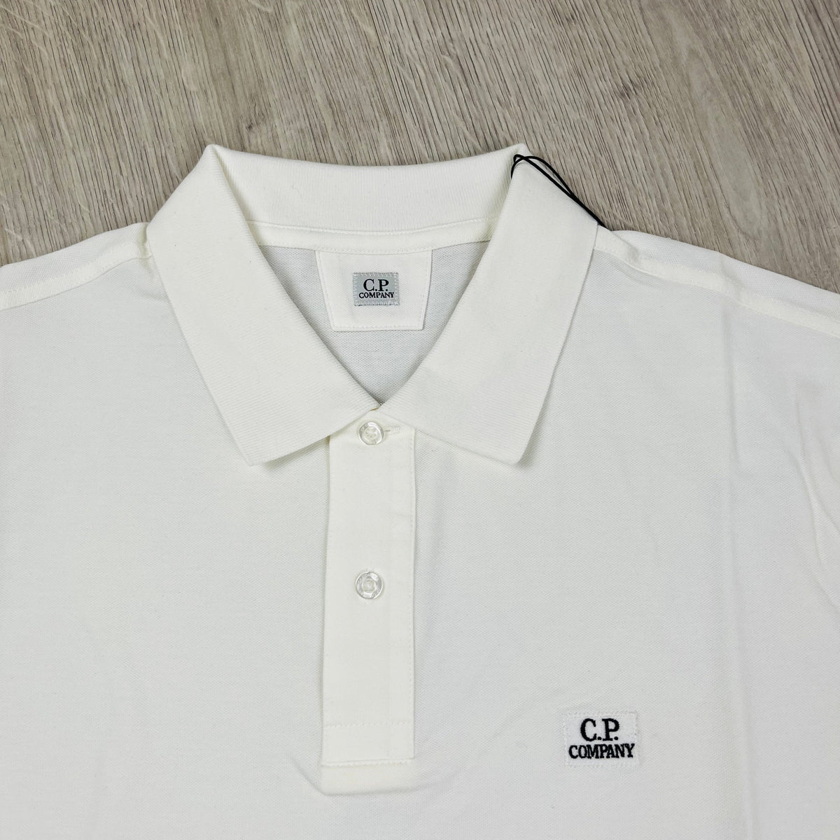 CP Company Piquet Polo Shirt - White Castmark