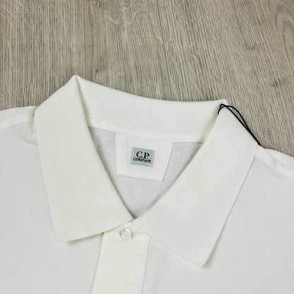 CP Company Piquet Polo Shirt - White Castmark