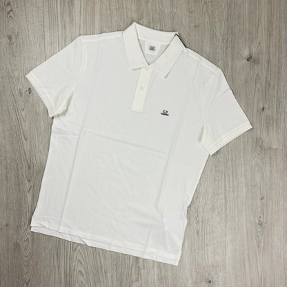 CP Company Piquet Polo Shirt - White Castmark