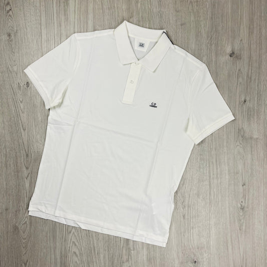 CP Company Piquet Polo Shirt - White Castmark