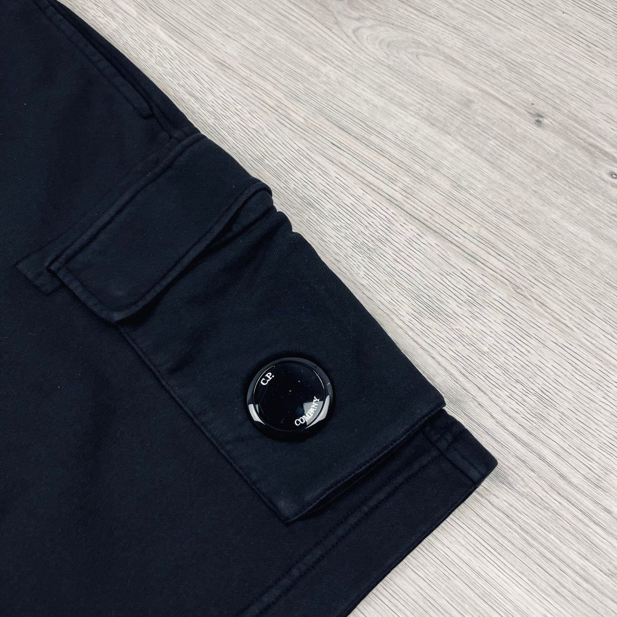 CP Company Raised Fleece Jersey Shorts - Black Castmark