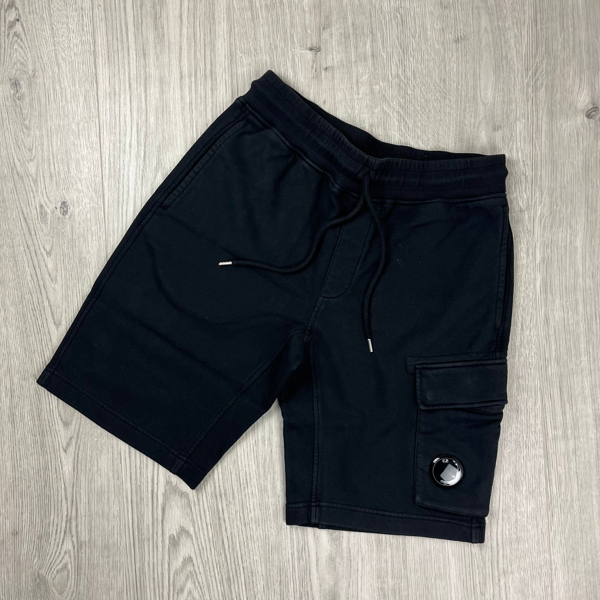 CP Company Raised Fleece Jersey Shorts - Black Castmark