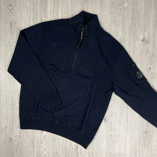 CP Company Raised Fleece Zip Sweatshirt - Navy Castmark