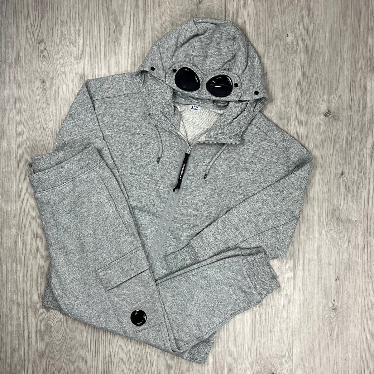 CP Company Raised Fleece Tracksuit - Grey Castmark