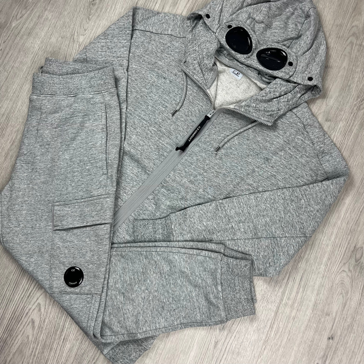 CP Company Raised Fleece Tracksuit - Grey Castmark