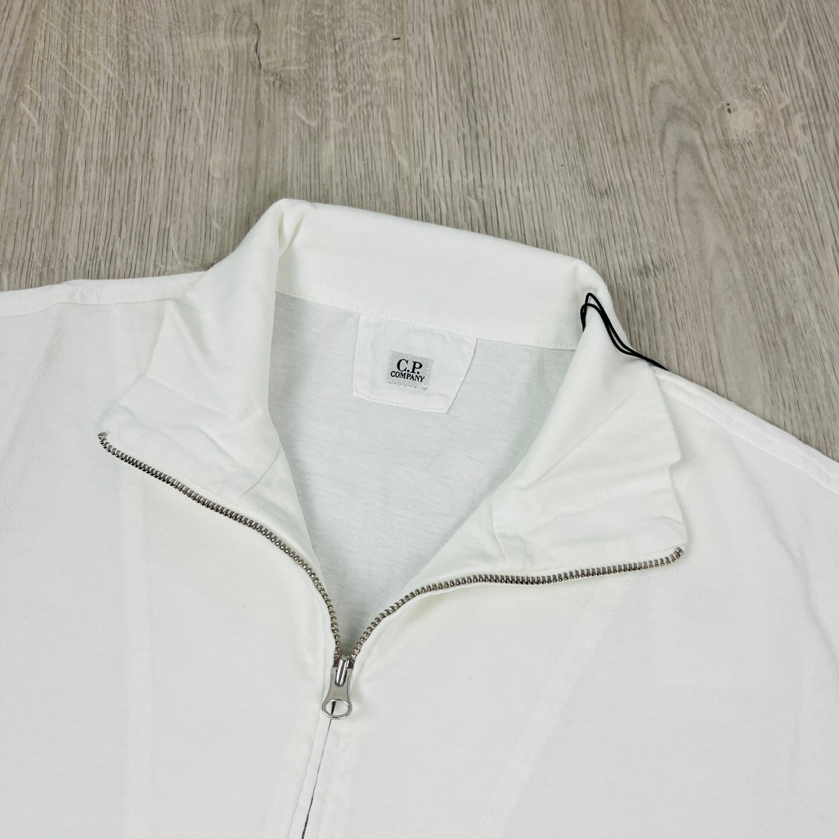 CP Company Zip Polo Shirt - White Castmark
