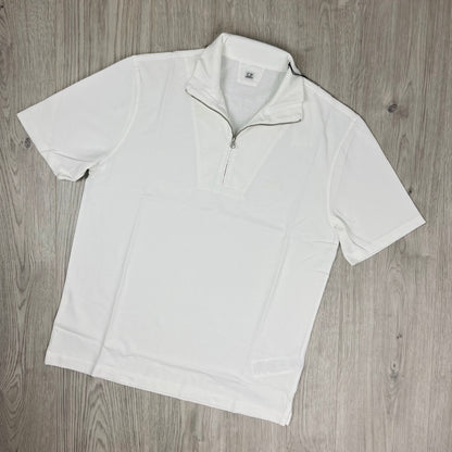 CP Company Zip Polo Shirt - White Castmark