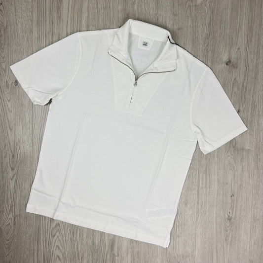 CP Company Zip Polo Shirt - White Castmark