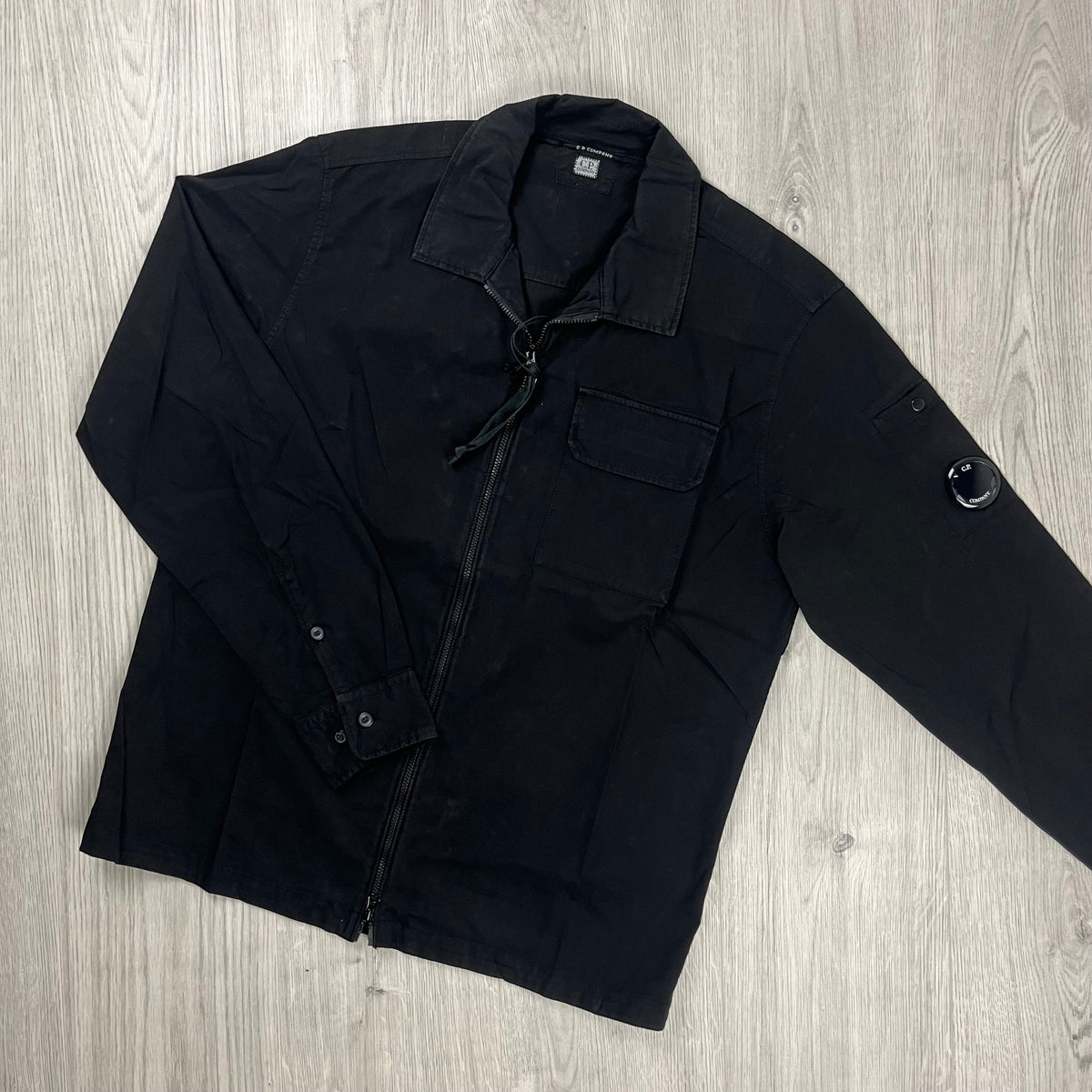 CP Company Zip Overshirt - Black Castmark
