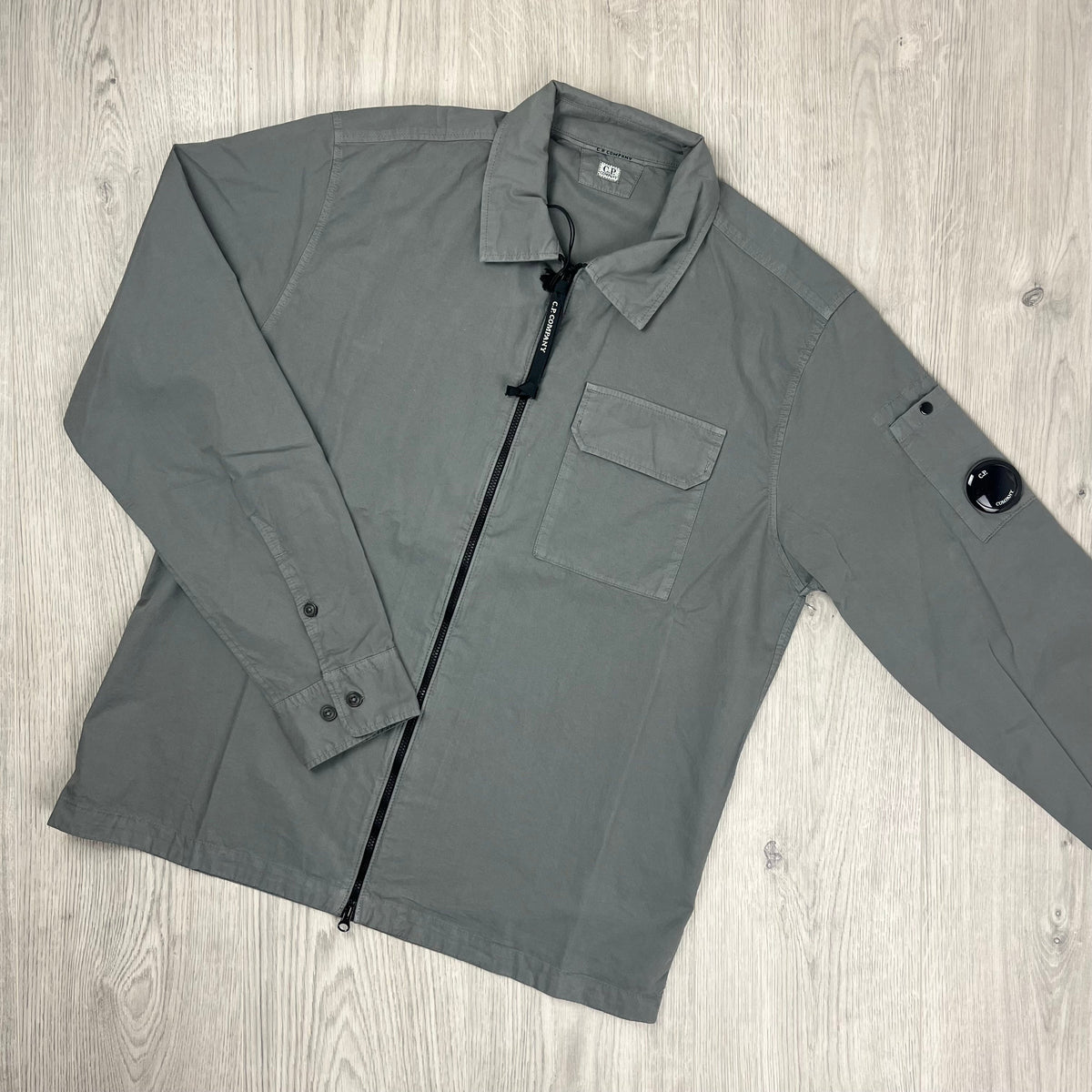 CP Company Zip Overshirt - Smoked Pearl Castmark