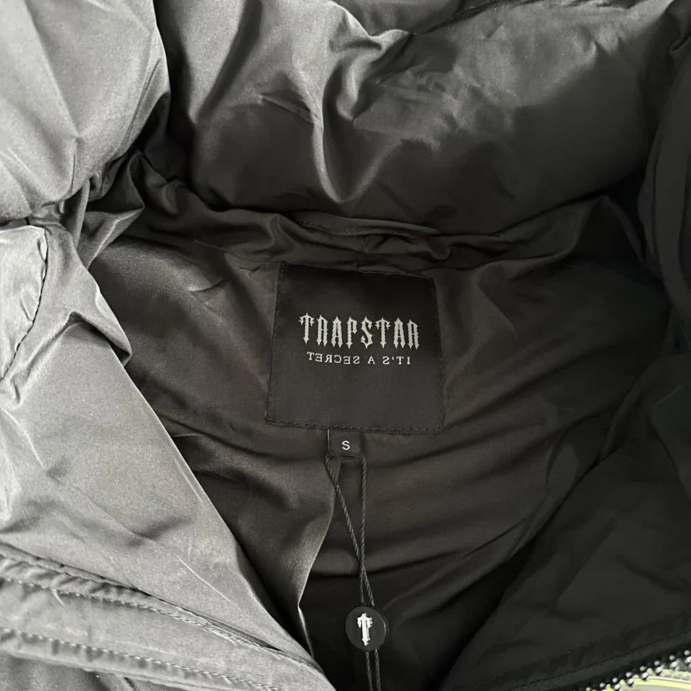 Trapstar Hyperdrive Detachable Hooded Puffer Jacket - Black/Lime