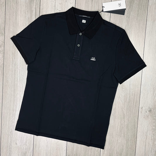 CP Company Piquet Polo Shirt - Black Castmark