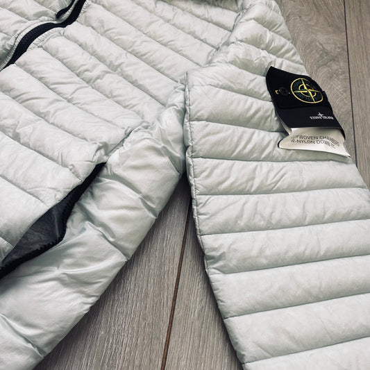 Stone Island Woven Down Jacket - Pearl Grey Castmark