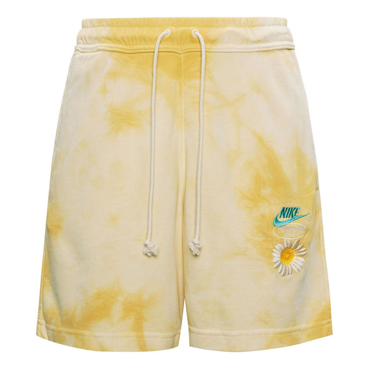 Nike SportswearFrench Terry Solid Color Logo Flowers Embroidered Casual Shorts Gold Color DM5017-777