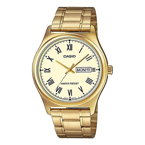 CASIO Stainless Steel Strap Quartz Waterproof Gold DialGold Strap Mens GoldGold Analog MTP-V006G-9B