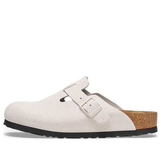 (WMNS) Birkenstock Boston Suede Leather Embossed 'Corduroy Antique White' 1025252