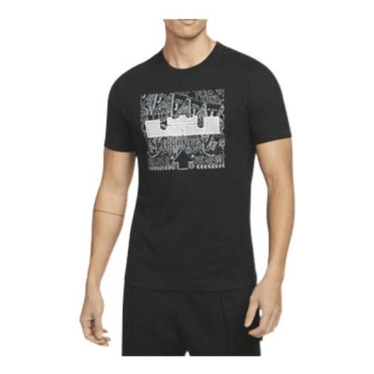 Nike Lebron Pattern Printing Knit Casual Short Sleeve Black DQ1884-010
