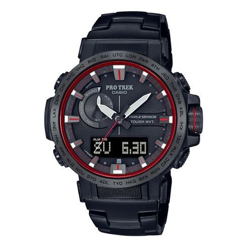 CASIO Solar Powered Sports Mens BlackRed Analog/Digital Combo PRW-60YT-1PR