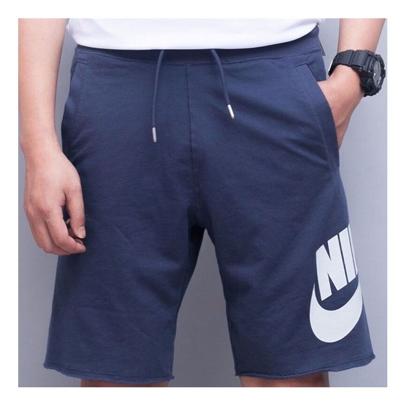 Nike Large Logo Printing Breathable Drawstring Sports Shorts Blue AT5268-471