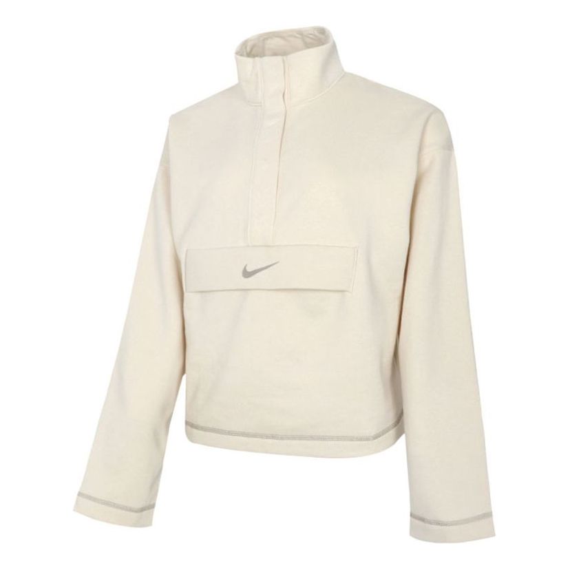 (WMNS) AS W Nike Sportswear SWSH Top HZ FLC BB FOSSIL CU6638-238