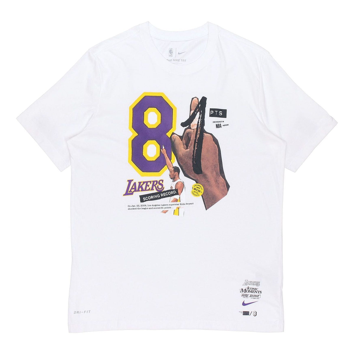 Men's Nike Kobe 81 Commemorate Printing Quick Dry Short Sleeve White T-Shirt DA8233-100